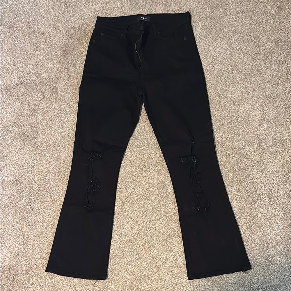 7 for all mankind black cropped jeans